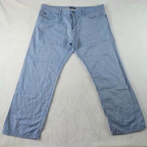 Hugo Boss Men's Size 38x34 Blue Linen Cotton Pants Iowa Regular Fit